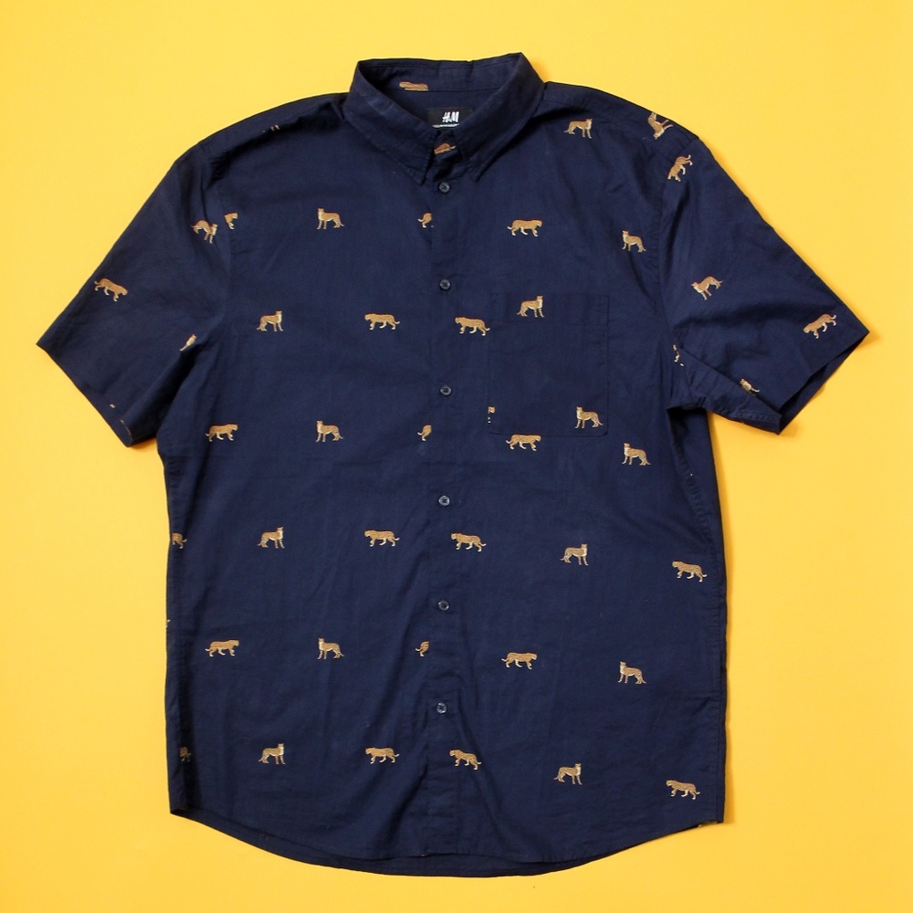 H&M Cheetah button up shirt